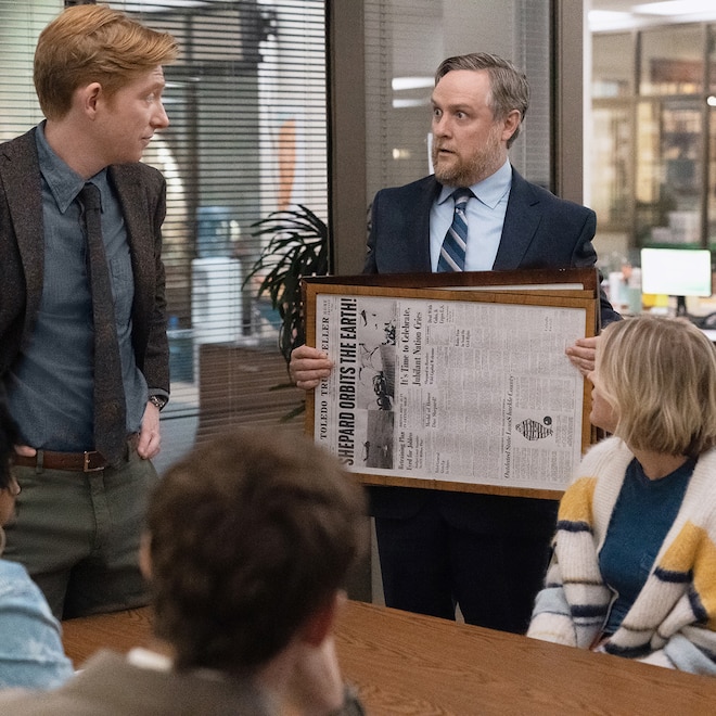The Paper cast reacts to The Office's John Krasinski and Steve Carell visiting set