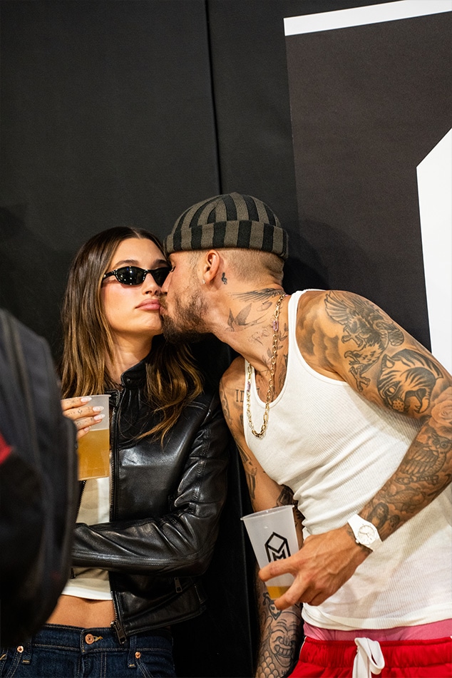 Hailey Bieber, Justin Bieber kiss from the sidelines at The League"