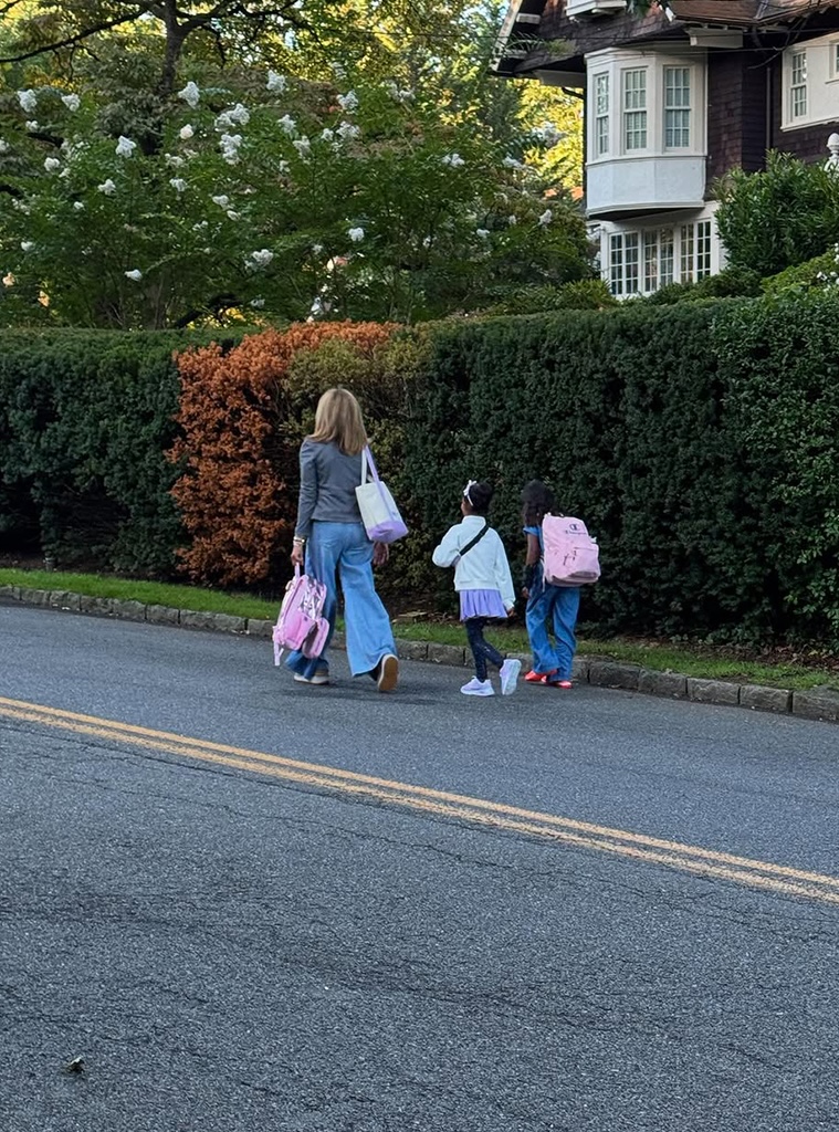 Hoda Kotb walks her daughters Haley and Hope to school.