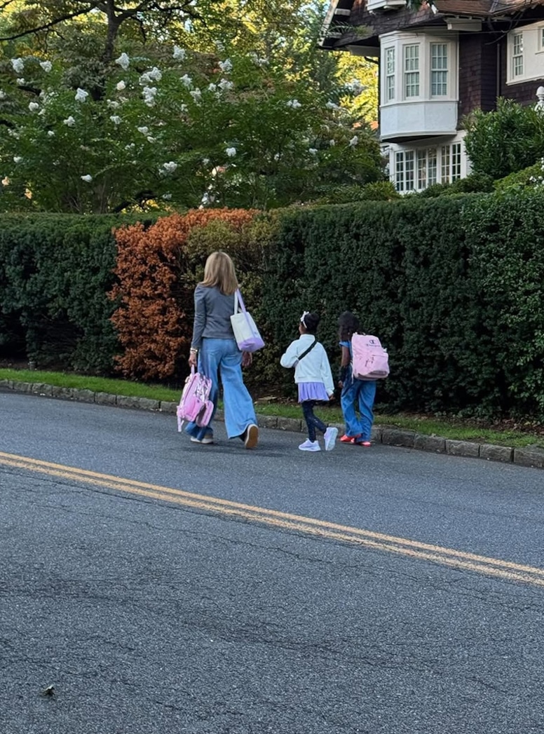 Hoda Kotb walks her daughters Haley and Hope to school.