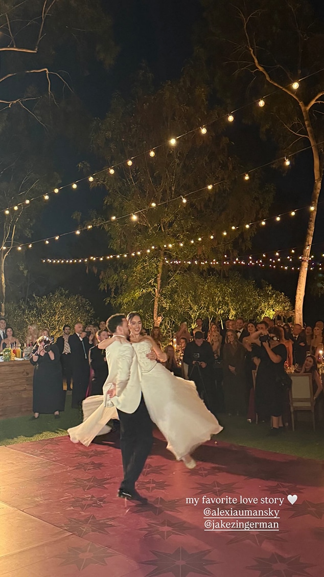 Alexia Umansky and Jake Zingerman dancing at wedding