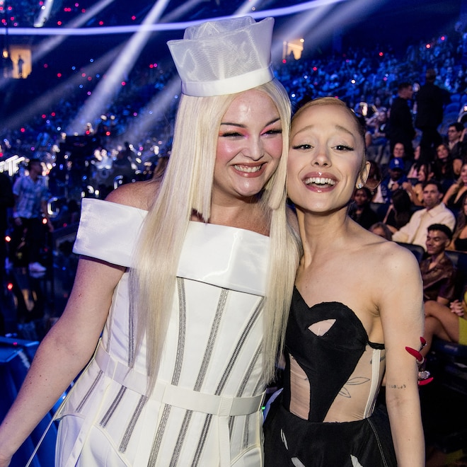 Megan Stalter and Ariana Grande at the 2025 MTV Video Music Awards.