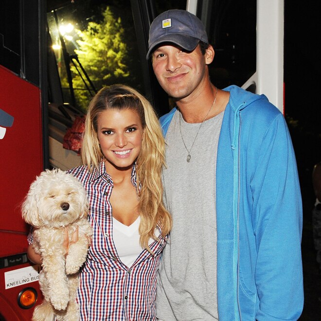 Jessica Simpson, Tony Romo backstage at the 16th Annual Country Thunder USA - The Big Event