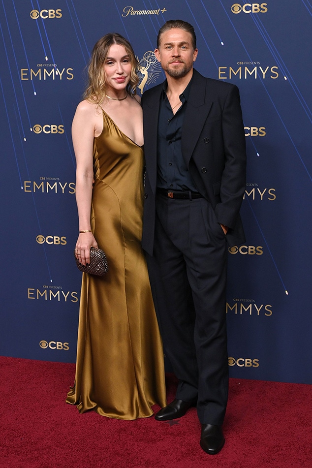 Charlie Hunnam and Morgana McNelis arrive to the 2025 Emmy Awards, Emmys