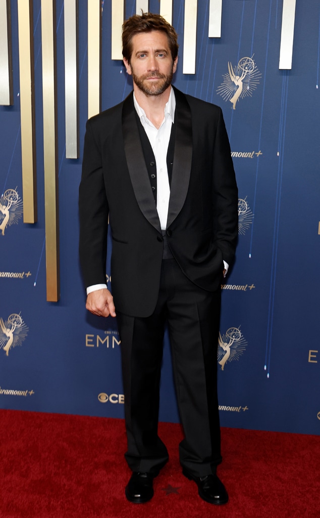 Jake Gyllenhaal arrives at the Emmys 2025 red carpet