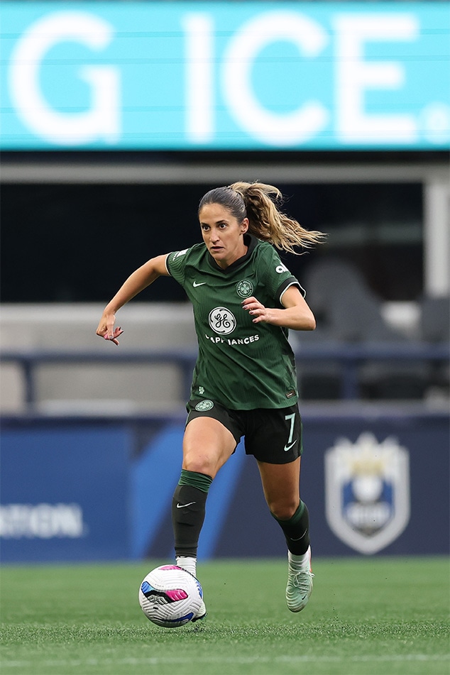 Savannah DeMelo #7 of Racing Louisville FC controls the ball during the NWSL match between Seattle Reign and Racing Louisville at Lumen Field