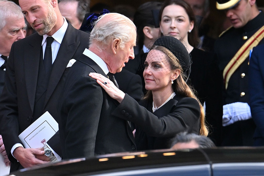 Kate Middeton and King Charles III at Duchess of Kent's funeral, 2025