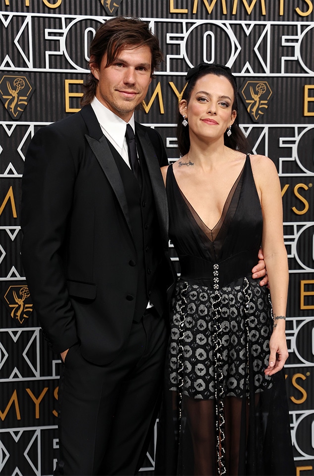 Ben Smith-Petersen and Riley Keough attend the 75th Primetime Emmy Awards at Peacock Theater