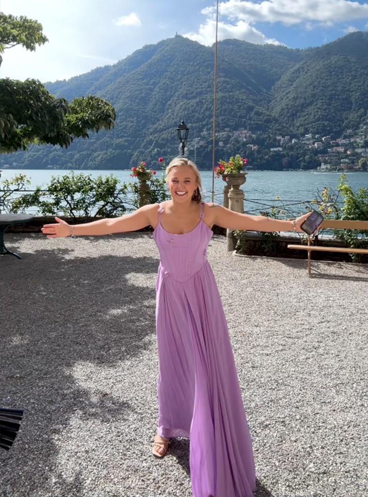 jojo bridesmaid dresses Berylove Women Grey Blue Bridesmaid Dress with Slit A Line Chiffon Long Wedding Guest Dress with Puff Sleeves, Champagne / US10 main image 1