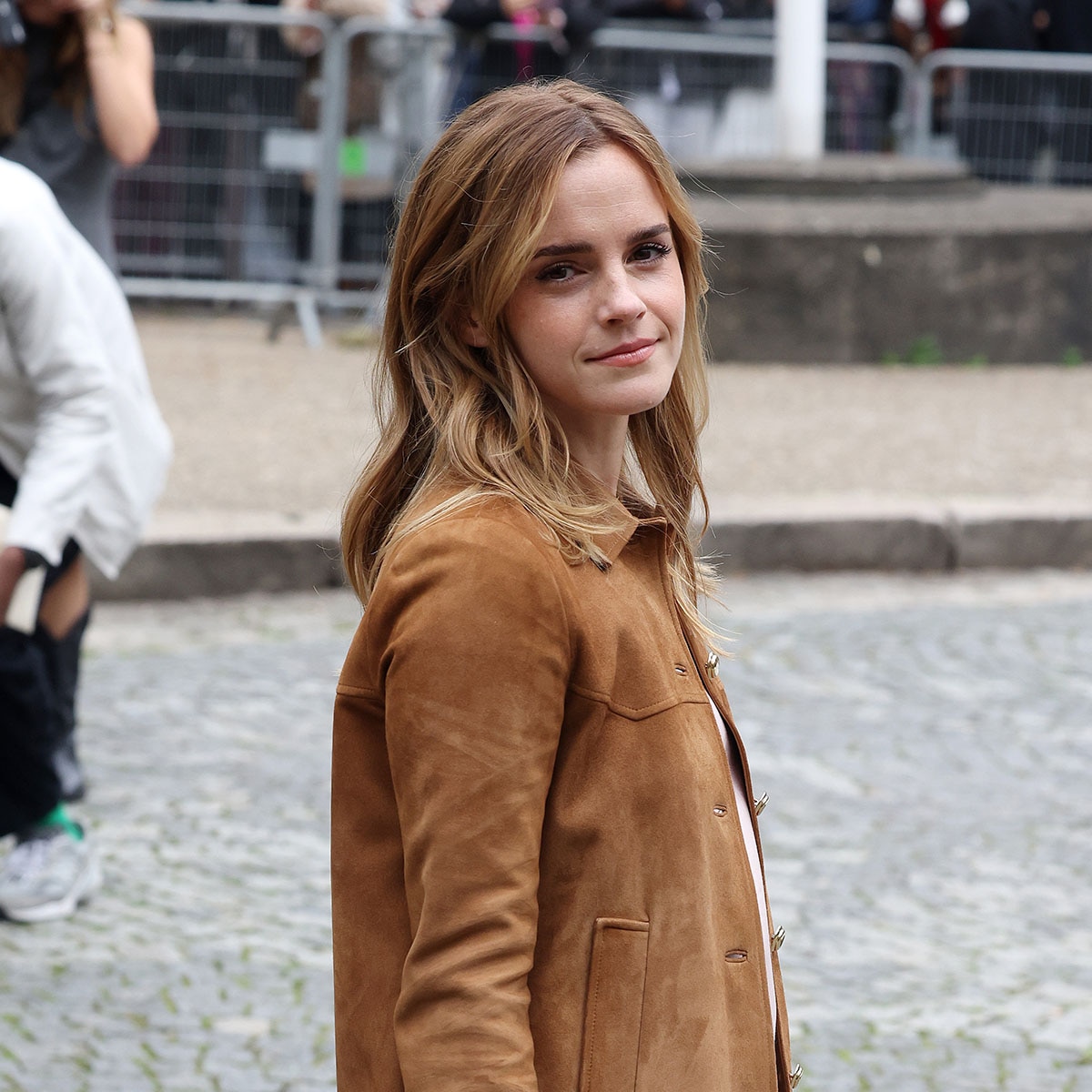 Emma Watson arrives at Paris Fashion Week 2025