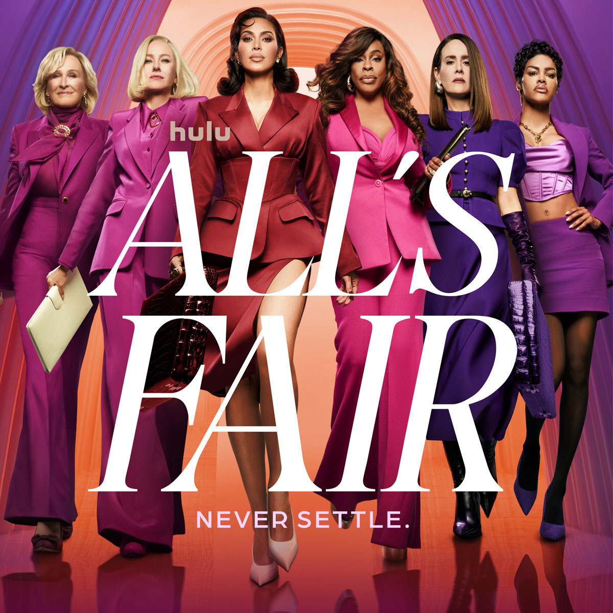 All's Fair Key Art, Kim Kardashian, Naomi Watts, Niecy Nash, Glenn Close