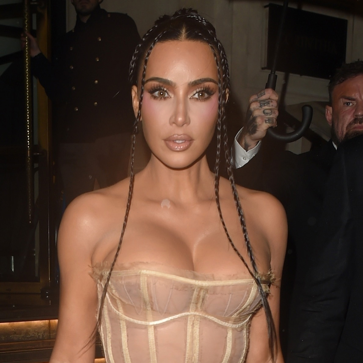 Kim Kardashian Wears Sheer Corset After 45th Birthday Party