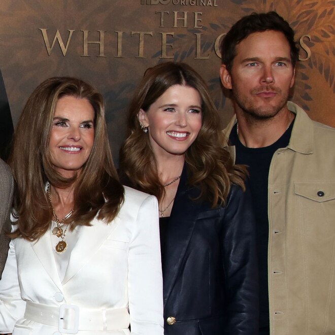 Maria Shriver, Kids, Christopher Schwarzenegger, Christina Schwarzenegger, Abby Champion, Patrick Schwarzenegger, Katherine Schwarzenegger and Chris Pratt at White Lotus season 3 premiere, 2025