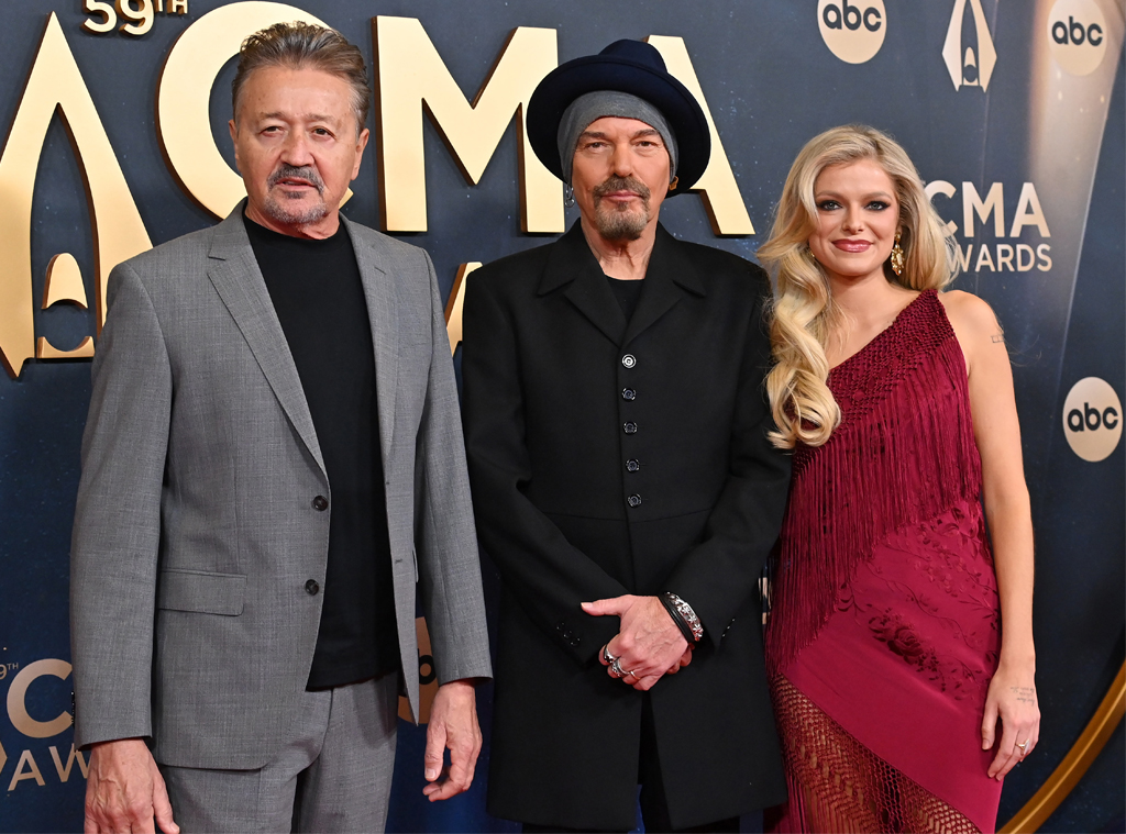 Mark Collie, Billy Bob Thornton and Carter Faith arrive at the CMA Awards 2025 red carpet