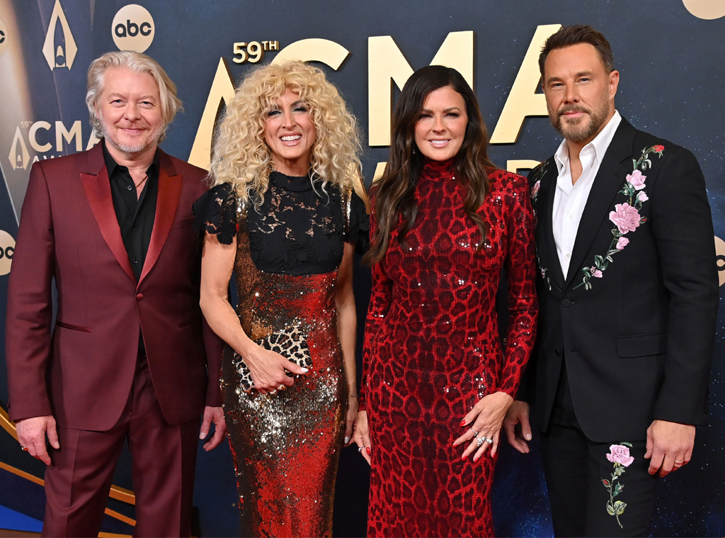 Phillip Sweet, Kimberly Schlapman, Karen Fairchild and Jimi Westbrook of Little Big Town arrive at the CMA Awards 2025 red carpet