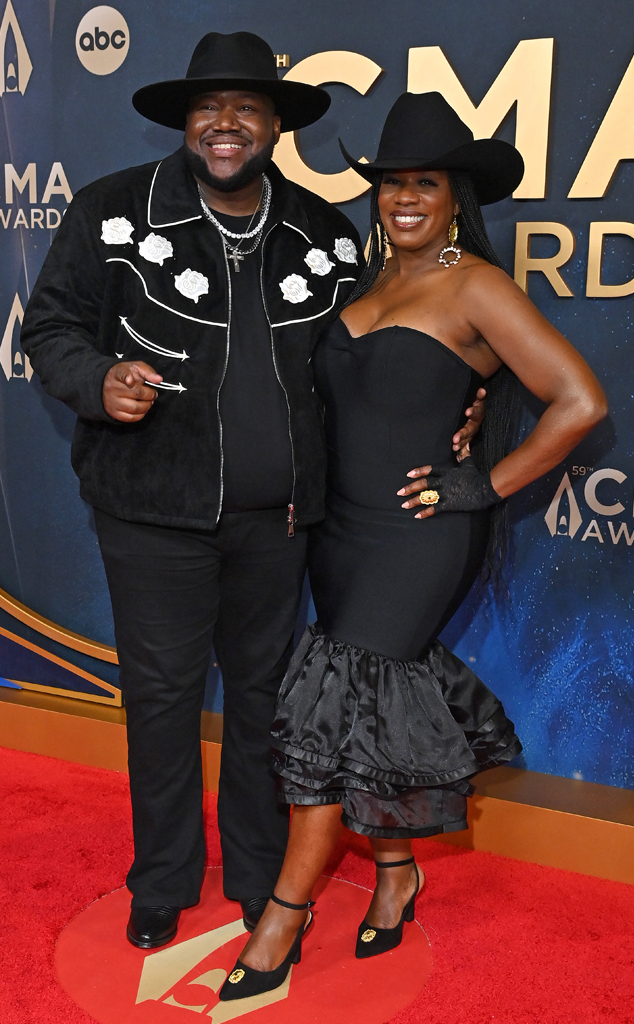 Michael Trotter Jr. and Tanya Trotter from The War and Treaty arrive at the CMA Awards 2025 red carpet