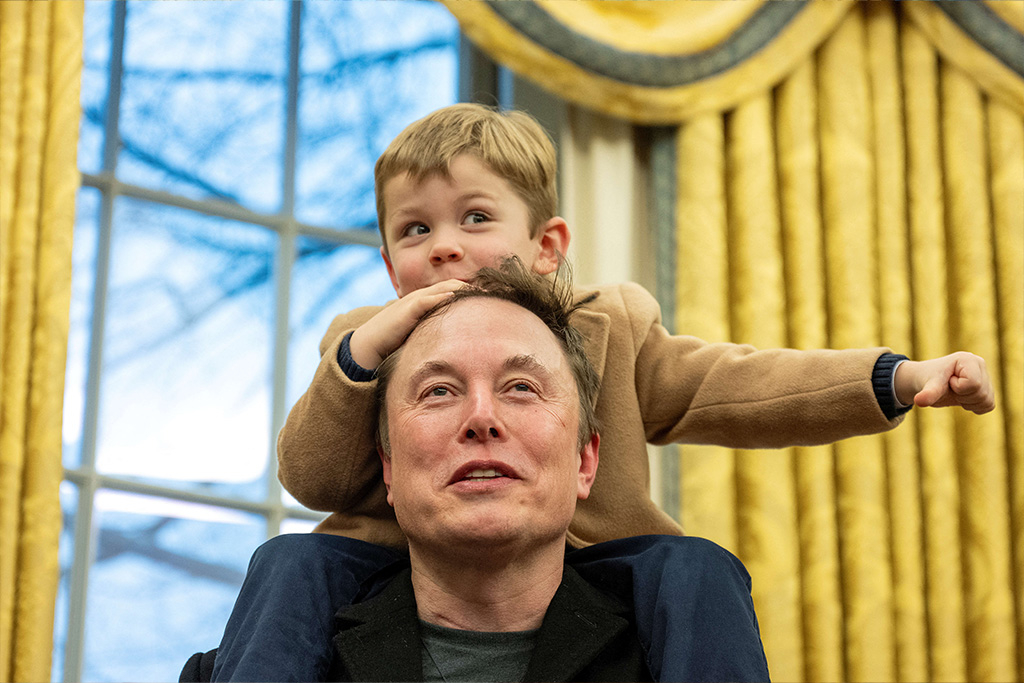 Elon Musk Carries Son X in Oval Office