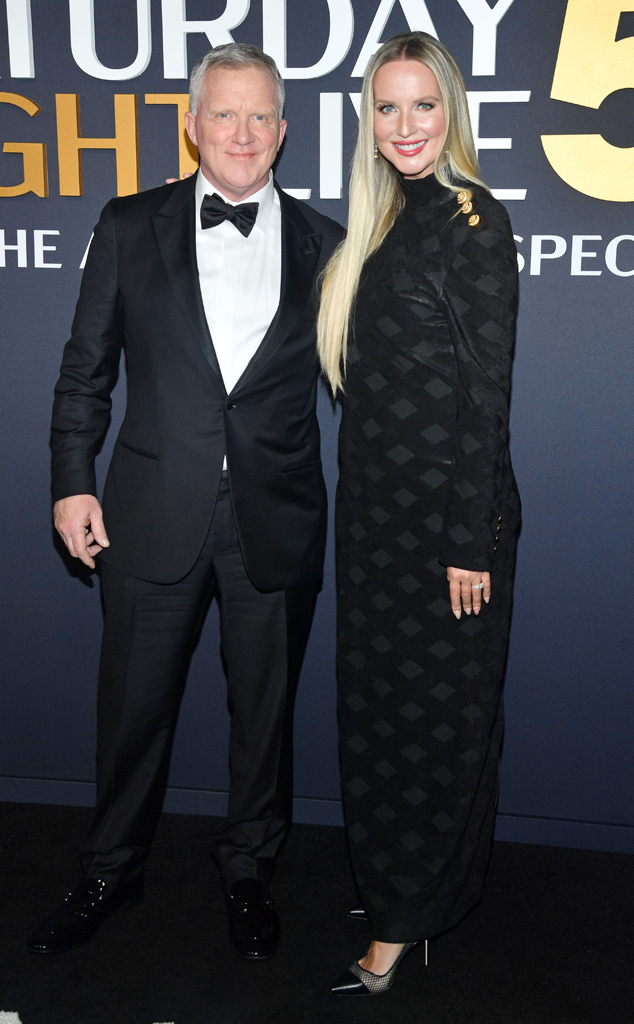 Anthony Michael Hall and Lucia Hall arrive at the SNL50: The Anniversary Special red carpet, Saturday Night Live