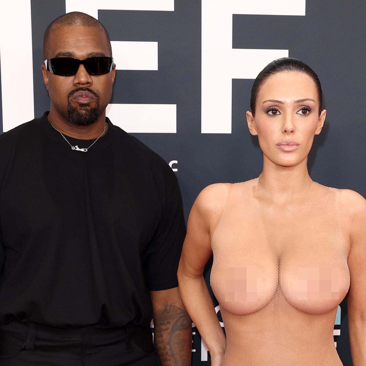 Kanye West and Bianca Censori arrive at the Grammys 2025 red carpet, Couples