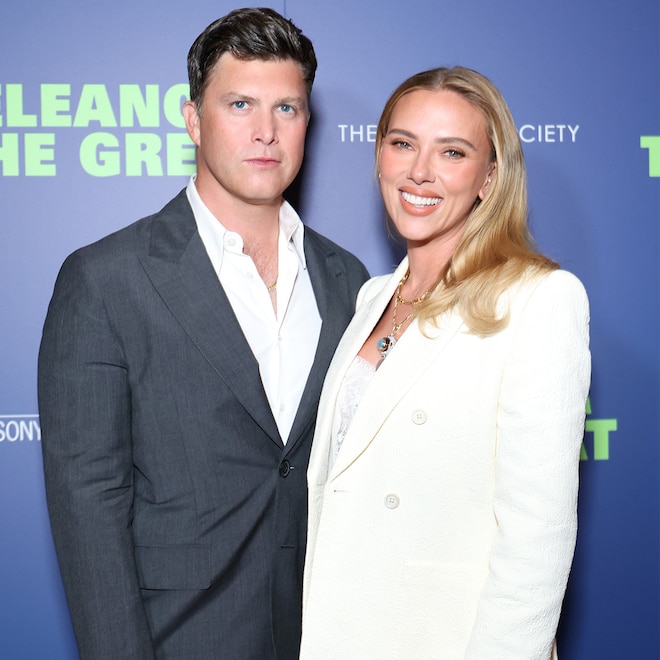 Colin Jost and Scarlett Johansson attend as Sony Pictures Classics and The Cinema Society host a special screening of "Eleanor the Great" at Village East Cinema on September 24, 2025 in New York City.