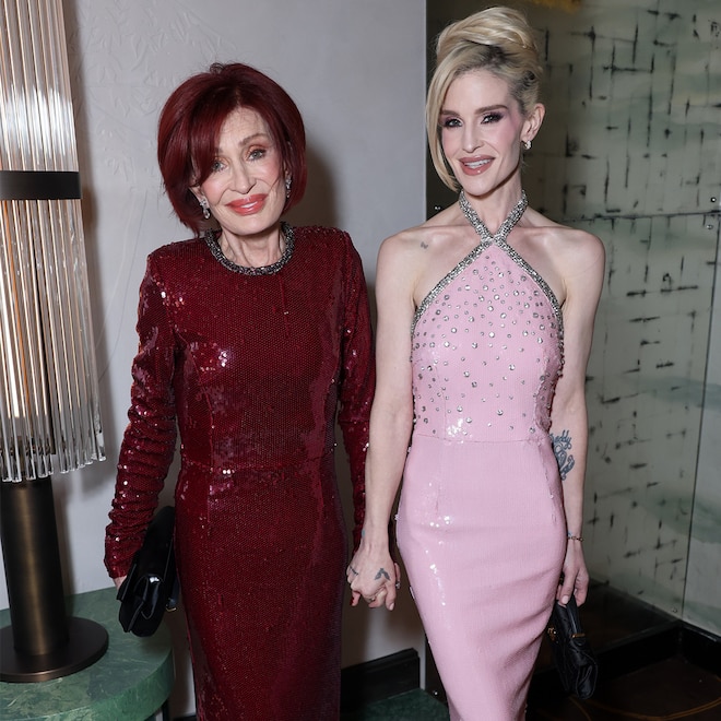 Sharon Osbourne and Kelly Osbourne attend a special cocktail hosted by Rebecca Vallance at Aki London on November 26, 2025 in London, England.