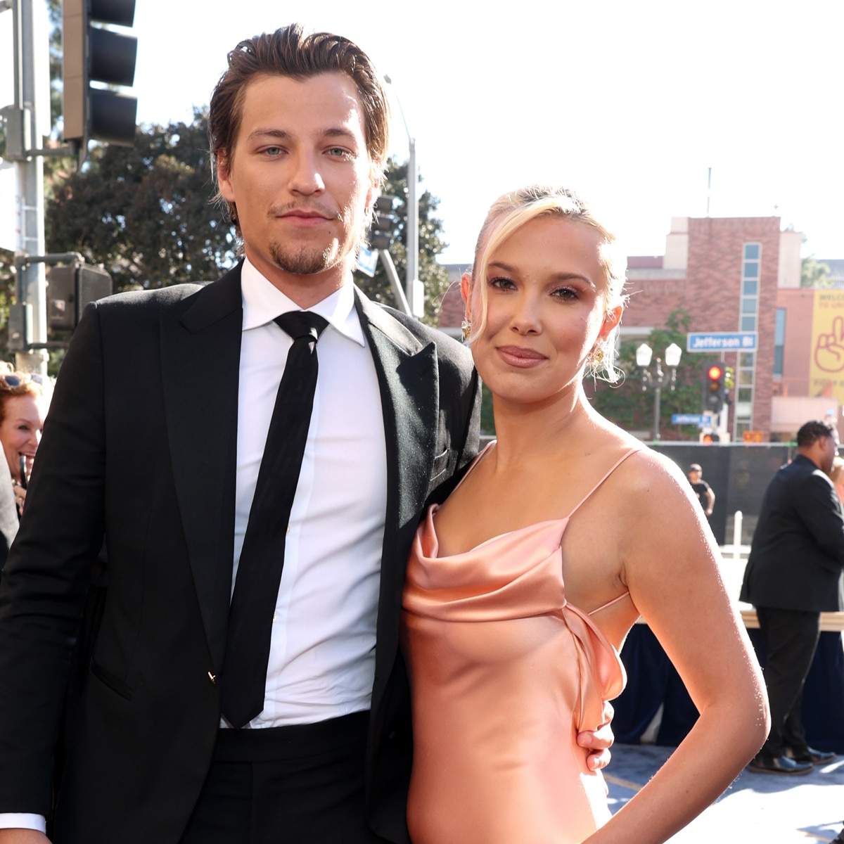 Jake Bongiovi and Millie Bobby Brown arrive at SAG Awards 2025 red carpet, Couples