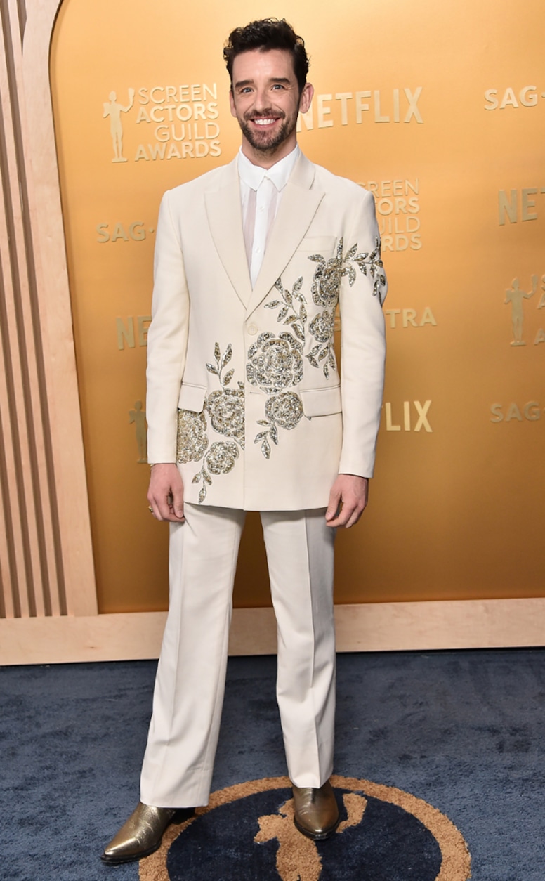 Michael Urie arrives at the SAG Awards 2025 red carpet