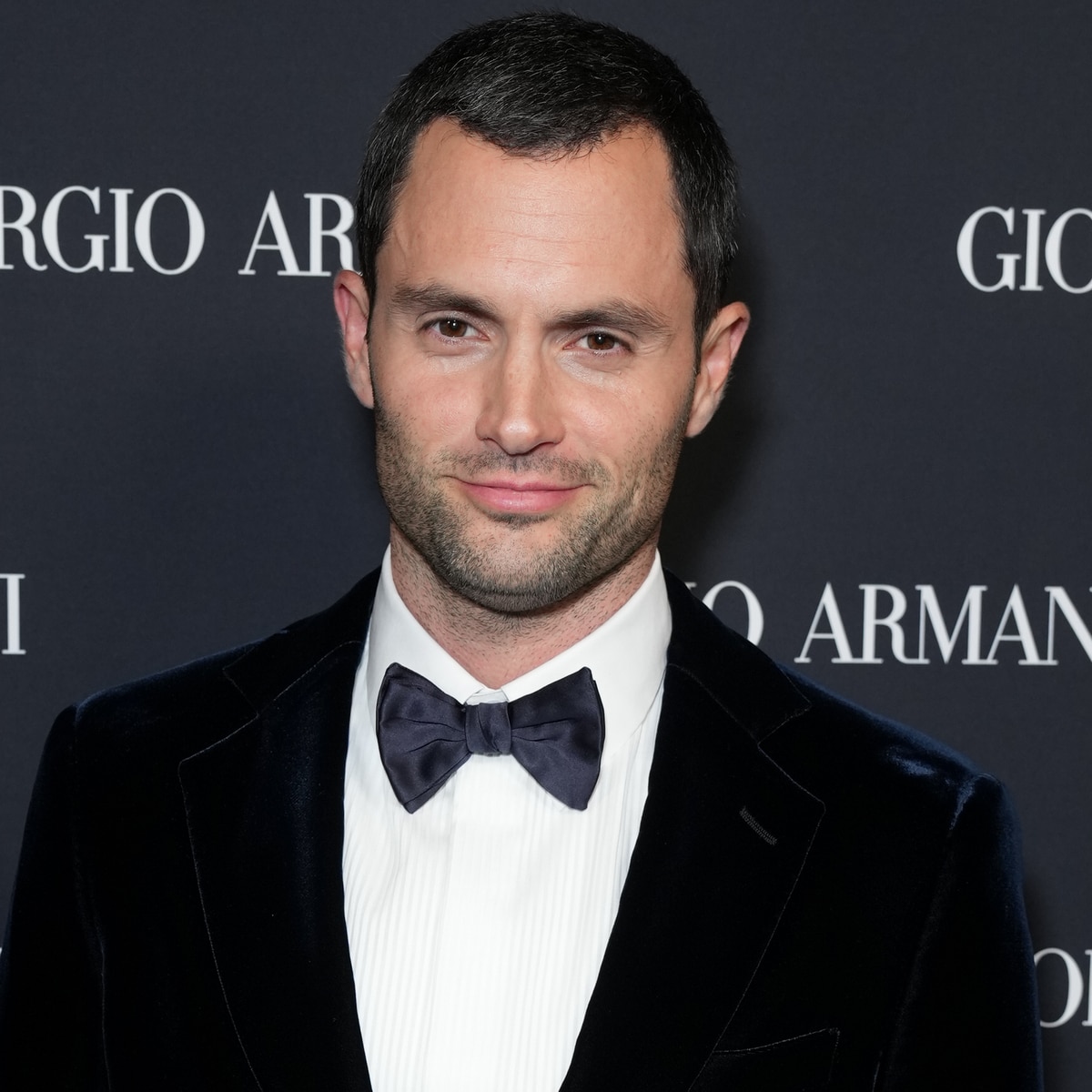 Penn Badgley at the Giorgio Armani RTW Spring 2025 fashion show October 17, 2024