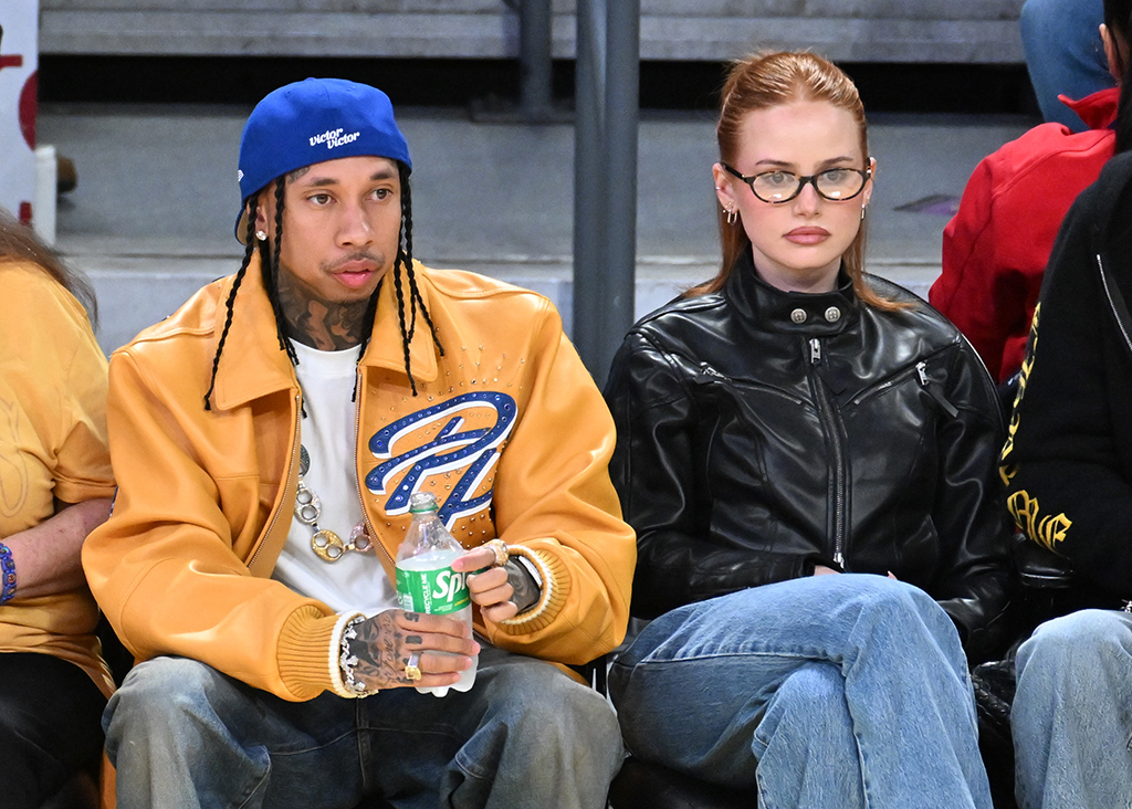 Tyga and Madelaine Petsch attend a Los Angeles Lakers game on February 19 2025