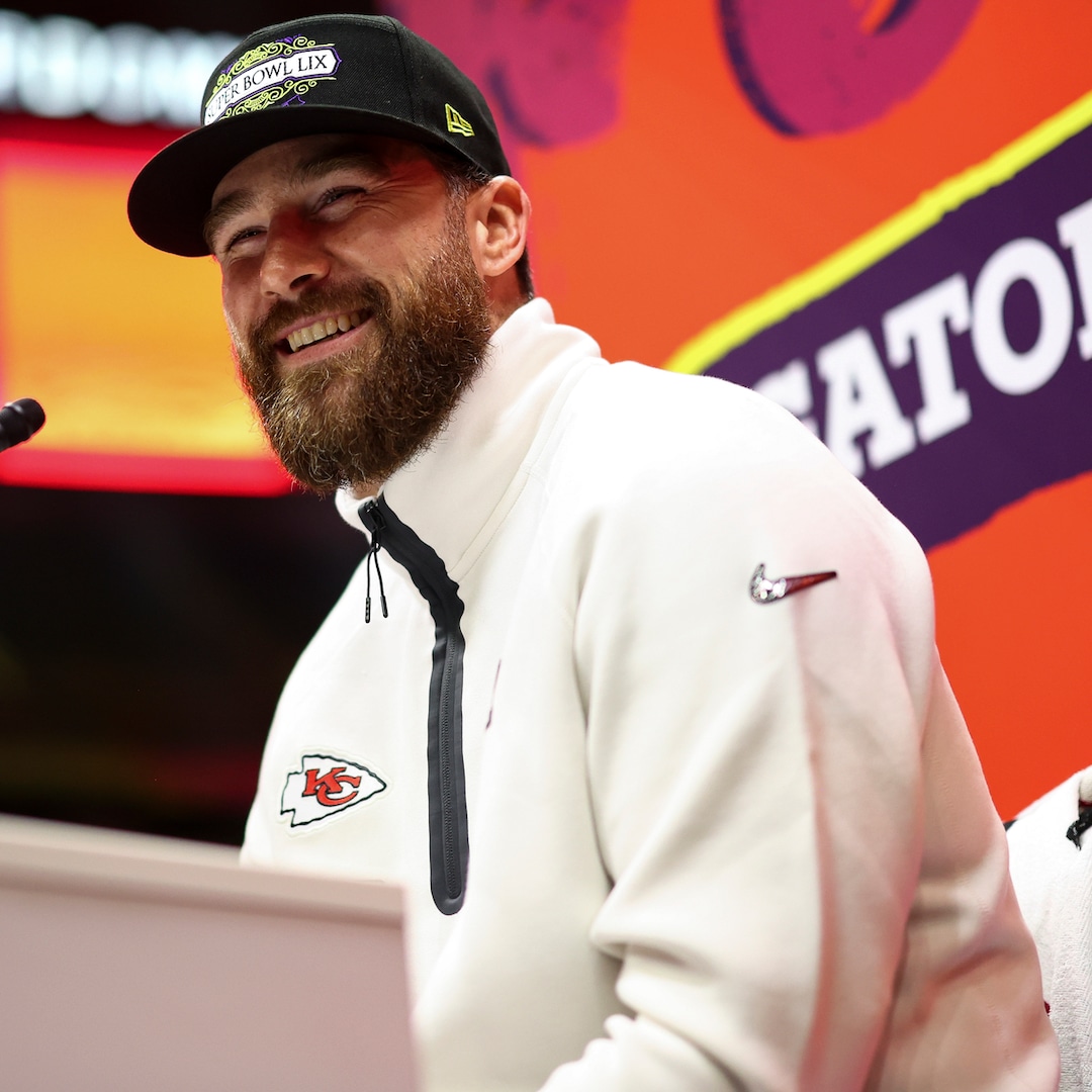 Travis Kelce Debuts Slicked Back Hairstyle During Red Carpet Appearance Travis Kelce Debuts Slicked Back Hairstyle During Red Carpet Appearance