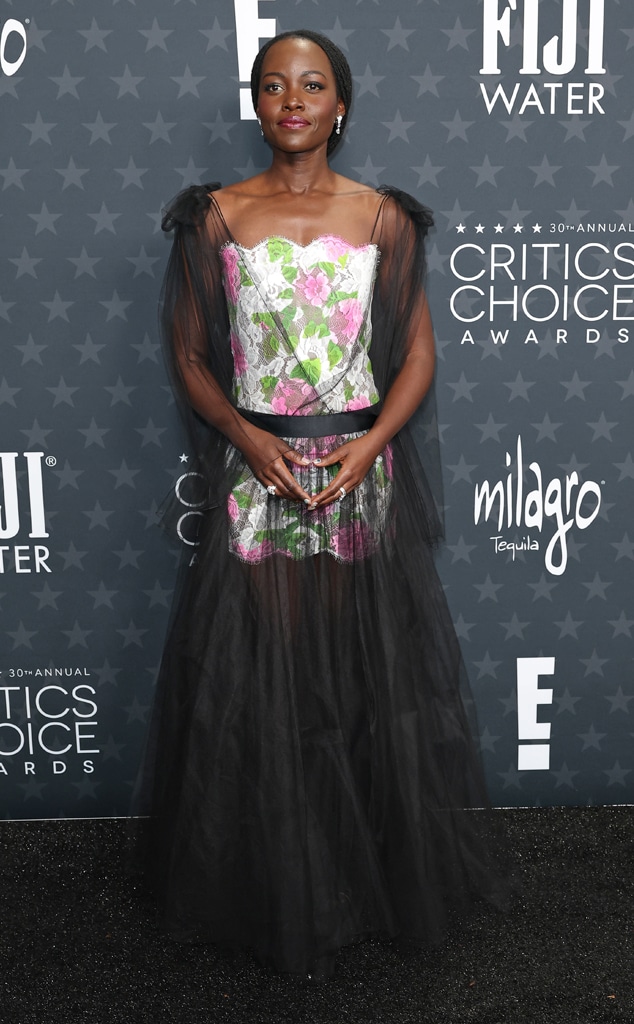 Lupita Nyong'o arrives at the Critics Choice Awards 2025 red carpet