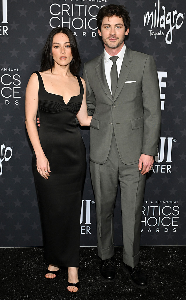 Analuisa Corrigan and Logan Lerman Arrives at the Critics Choice Awards 2025 red carpet