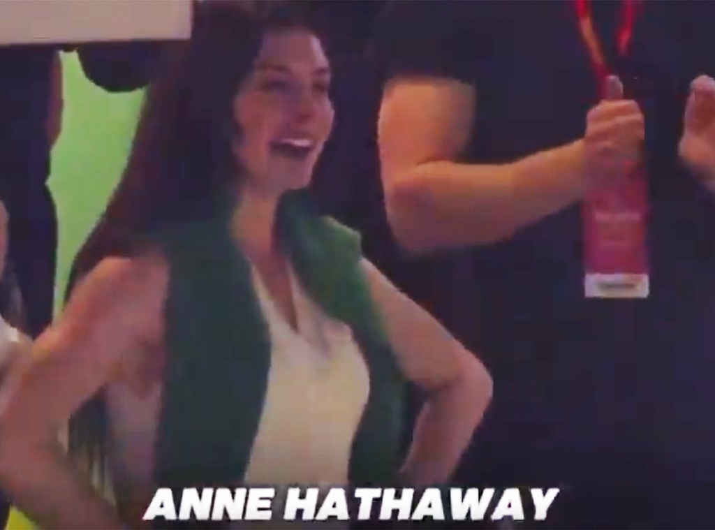 Anne Hathaway attends super bowl 2025