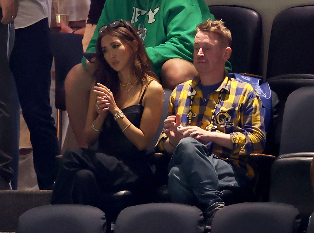 Brenda Song and Macaulay Culkin attends super bowl 2025