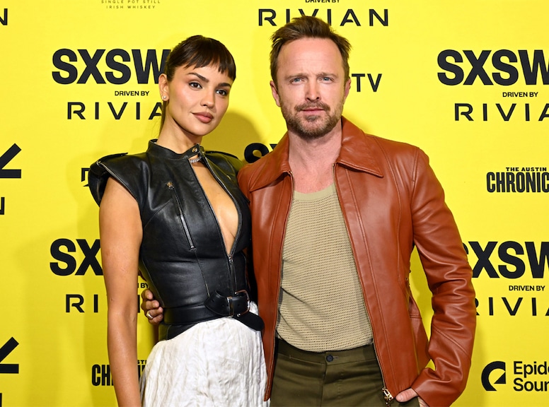 Eiza Gonzalez and Aaron Paul at Ash premiere, SXSW 2025