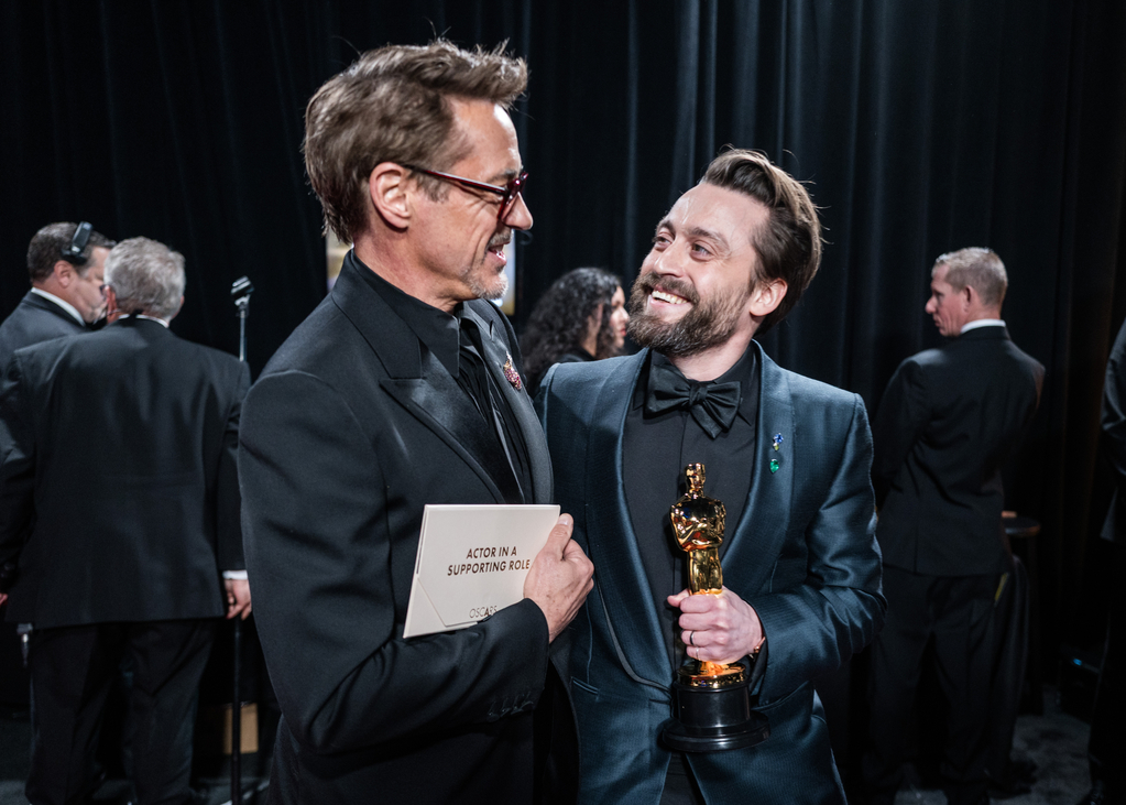 Oscars 2025, what you didn't see on TV, Best Supporting Actor winner Kieran Culkin and Robert Downey Jr.