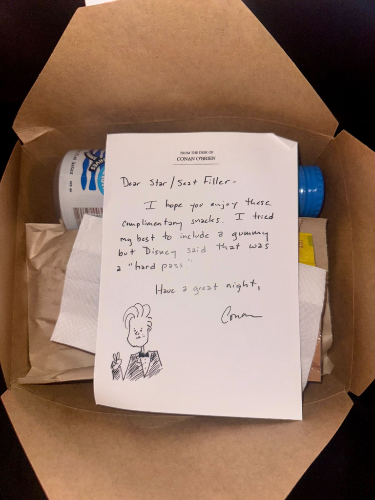 Oscars 2025 host Conan O'Brien gifted seat fillers and celebrities with a snack box during the show.