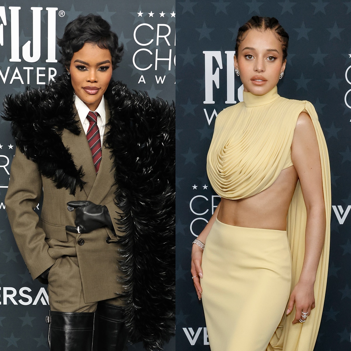 Teyana Taylor and Chase Infiniti arrives at the 2025 Critics Choice Awards red carpet