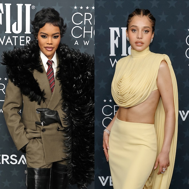 Teyana Taylor and Chase Infiniti arrives at the 2025 Critics Choice Awards red carpet