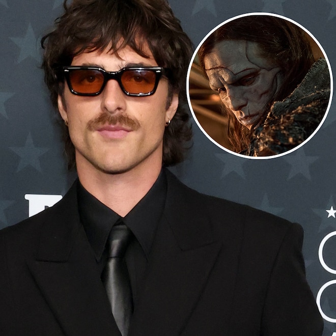 Jacob Elordi on the red carpet at the Critics Choice Awards 2026; Jacob Elordi as The Creature in 2025's Frankenstein