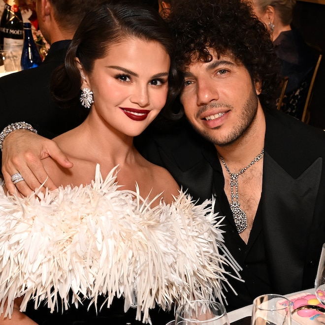 Selena Gomez and Benny Blanco attend the Golden Globes 2026