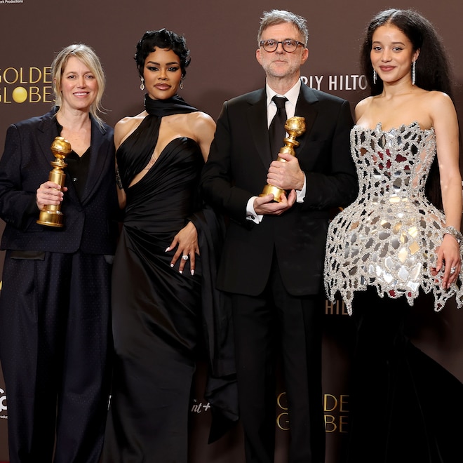 Sara Murphy, Teyana Taylor, Paul Thomas Anderson and Chase Infiniti at Golden Globes 2026