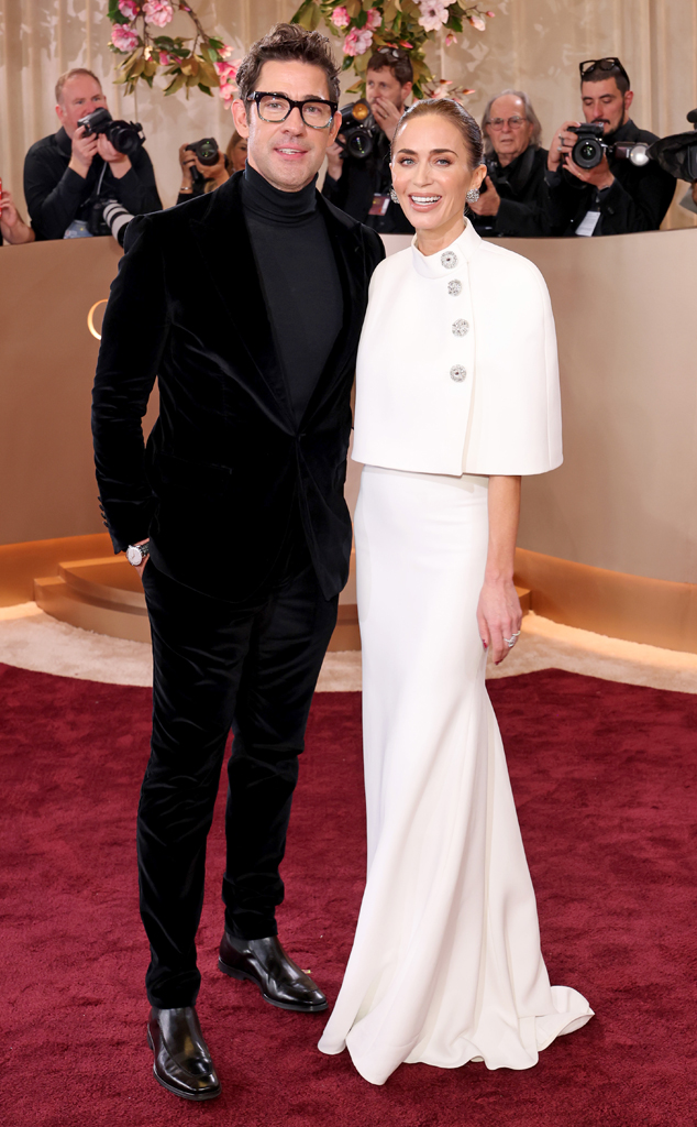 John Krasinski and Emily Blunt arrive at the Golden Globe Awards 2026 red carpet, Couples