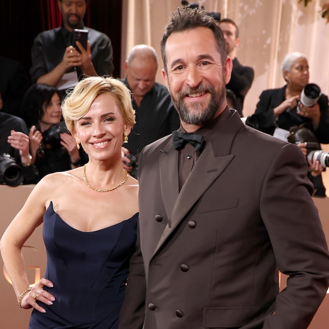 Sara Wells and Noah Wyle arrive at the Golden Globe Awards 2026 red carpet, Couples