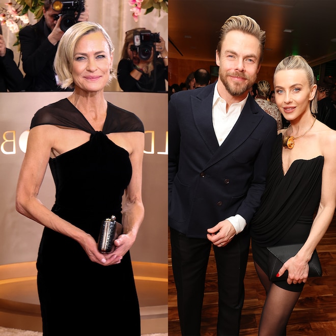 Robin Wright arrives at Golden Globes 2026, Julianne Hough, Derek Hough