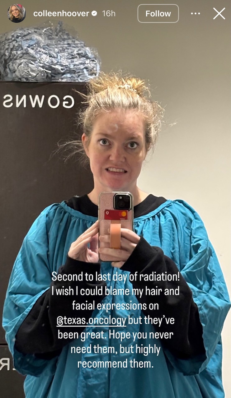 Colleen Hoover, Instagram Stories, Cancer Treatment.jpeg
