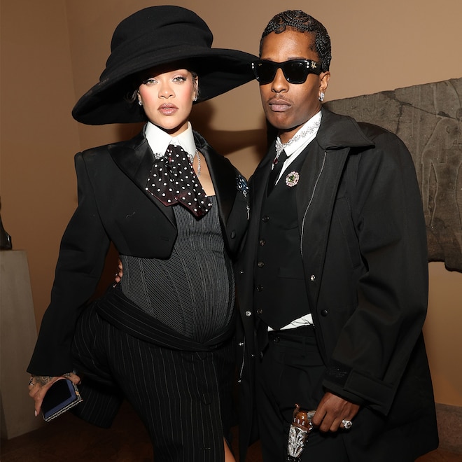 Rihanna and Met Gala Co-Chair A$AP Rocky attend the 2025 Met Gala Celebrating "Superfine: Tailoring Black Style" at Metropolitan Museum of Art on May 05, 2025 in New York City.