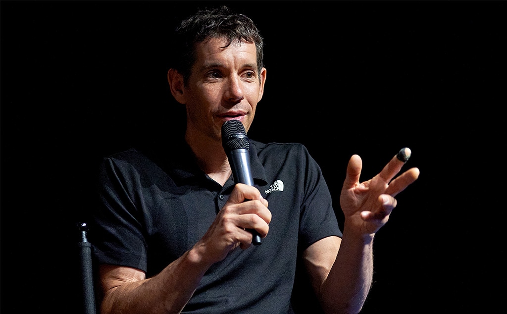 Alex Honnold during Q and A at the Los Angeles special screening of Red Bull Studio's Girl Climber" at The London West Hollywood at Beverly Hills on May 20, 2025 in West Hollywood, California.