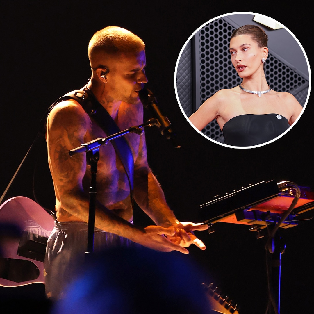 Hailey Bieber reacciona a la actuación sin camiseta de Justin Bieber