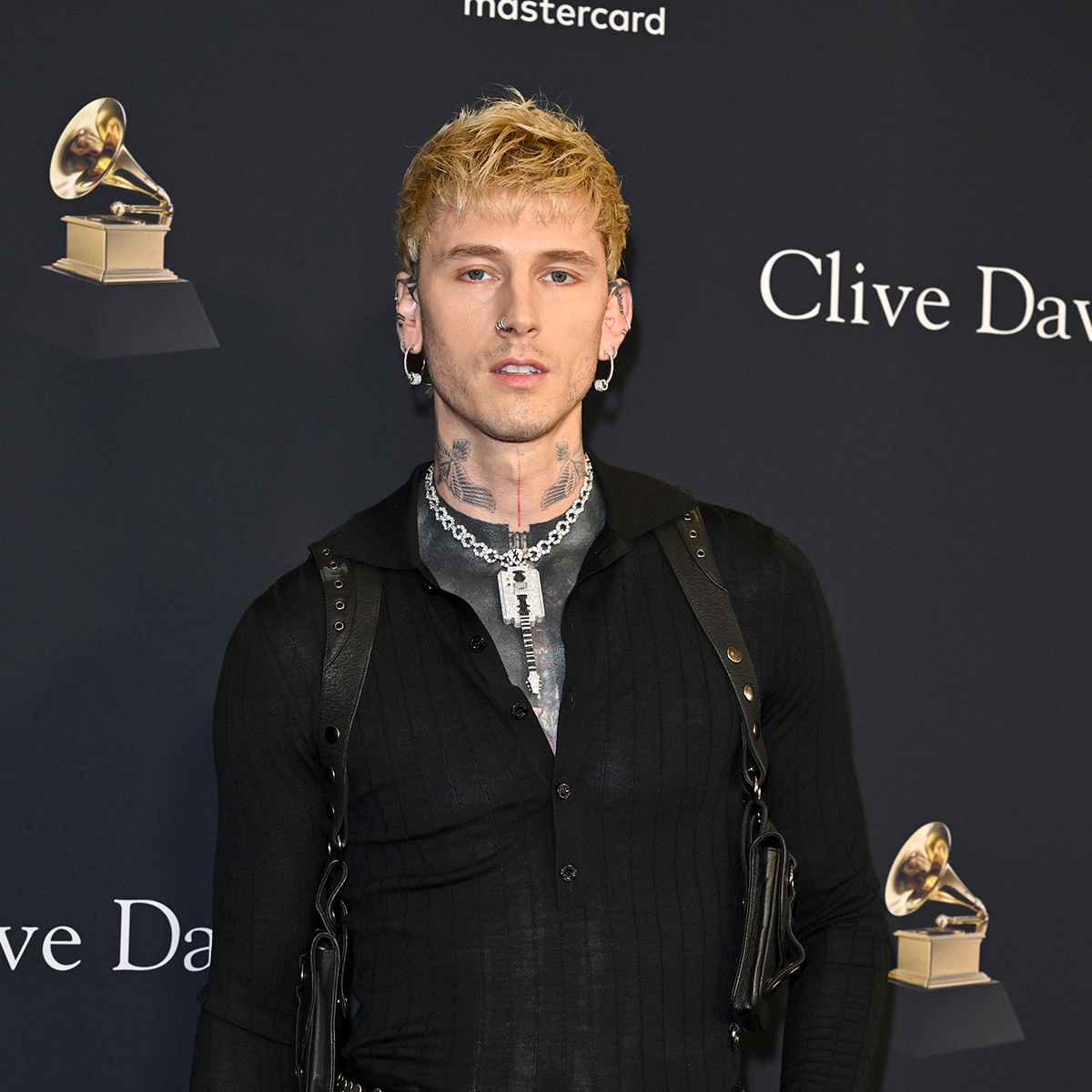 Machine Gun Kelly Shows Off New Ear Tattoos at Grammys 2026 Party